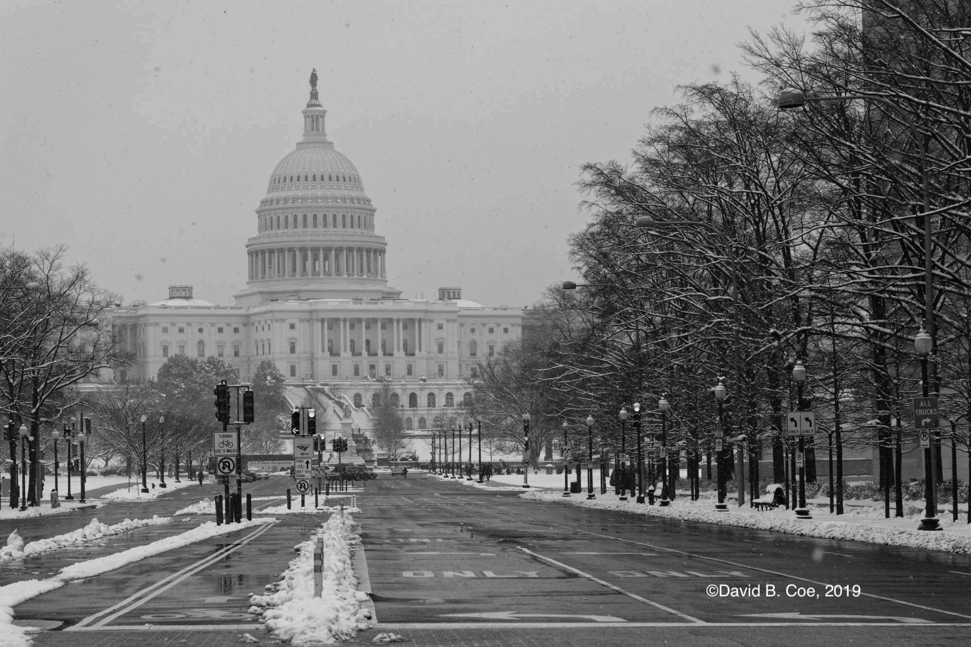 U.S. Capitol in Snow, by David B. Coe